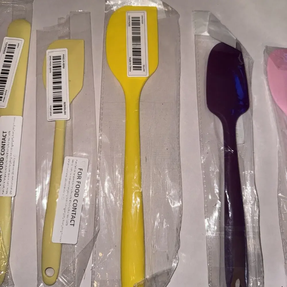 Set Of Five Pastel Silicone Spatulas With Free Plastic Ladle